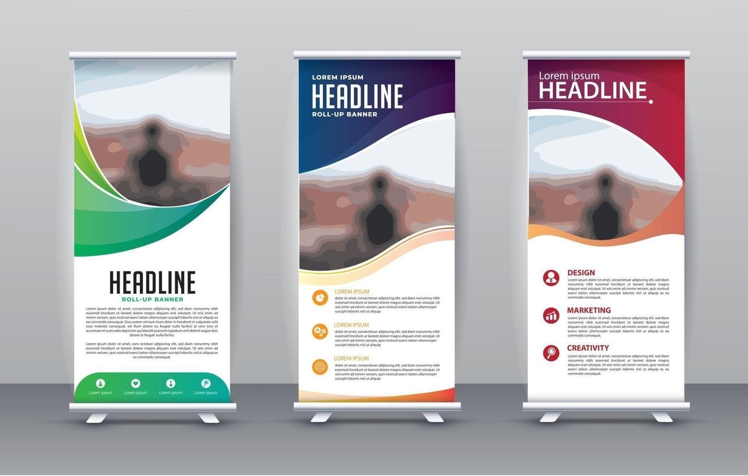 Double-side roll-up banners offer 360° visibility, perfect for events and promotions. Portable, durable, and eye-catching for maximum impact.