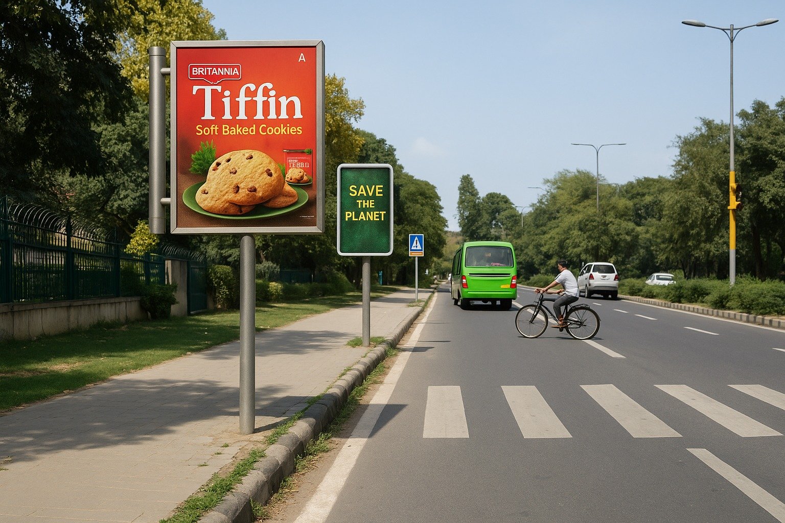 Pole Kiosk Advertising towards Punjabi Bagh - Delhi