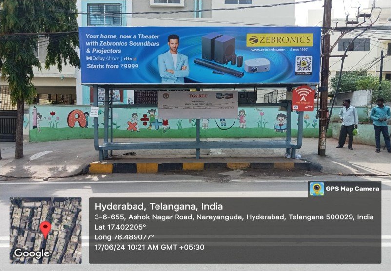 Bus shelter branding in ASHOKNAGAR RD hyderabad - Hyderabad