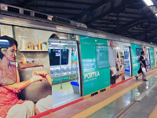 Metro train wrap advertising in Dwarka Sector 21,Delhi - 