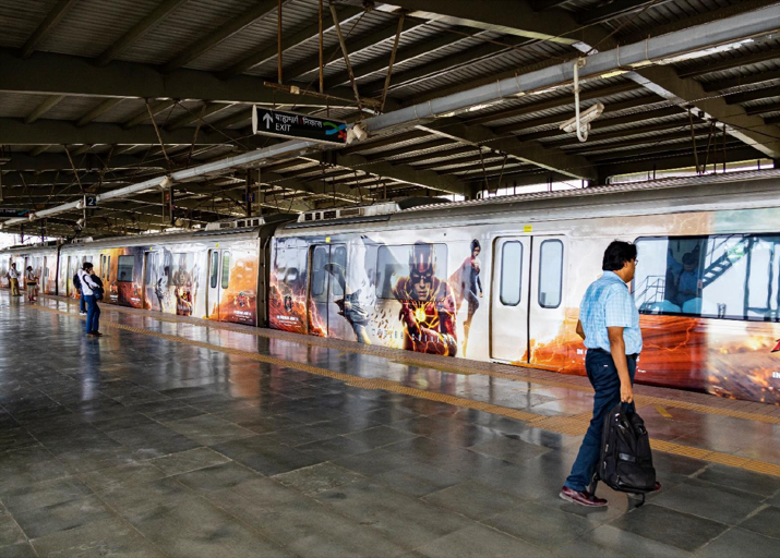 Metro train wrap advertising in Marol Naka Mumbai - 