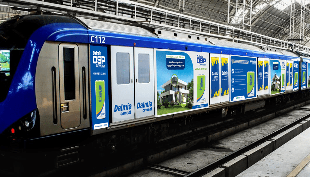 Metro train wrap advertising in Preet Vihar - 