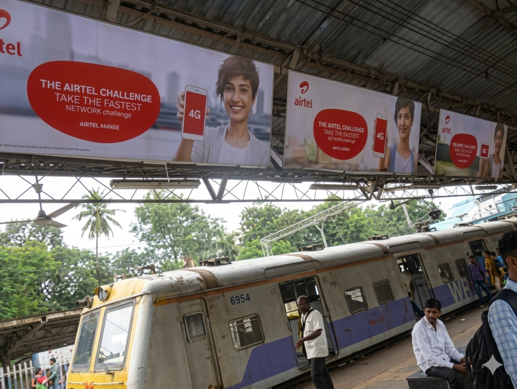 Indian Railways branding advertisement displayed on outdoor media